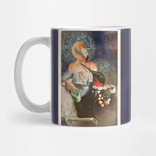 Lovebirds Hummingbird and Flamingo old timey Victorian daguerrotype astrological mystical portrait Mug